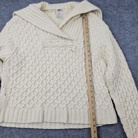 Early Winters Sweater Womens XL Cream Shawl Sailor Cable Knit Wool Camel Angora - Picture 4 of 6